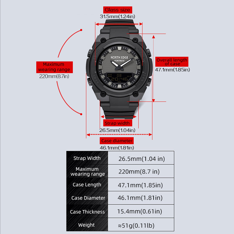 Dual-Display Analog Digital Stopwatch Countdown Luminous FORTRESS