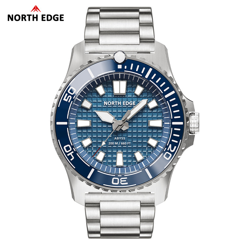 North Edge Solar Powered 200M Waterproof Ceramic Bezel Dive Watch ABYSS