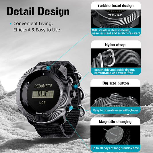 North Edge Altimeter & Weather Forecast Dive Watch Apache-D