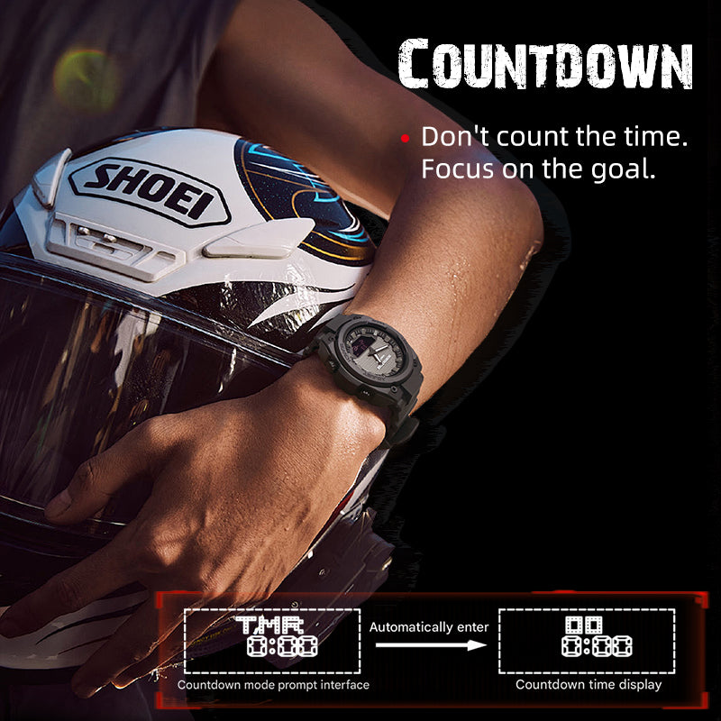 Dual-Display Analog Digital Stopwatch Countdown Luminous FORTRESS