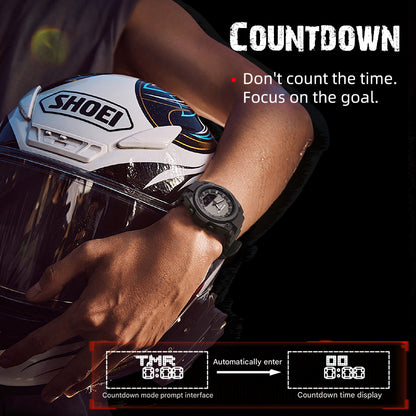 Dual-Display Analog Digital Stopwatch Countdown Luminous FORTRESS