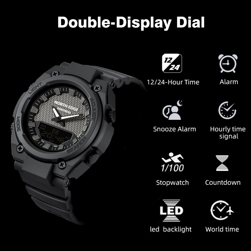 Dual-Display Analog Digital Stopwatch Countdown Luminous FORTRESS