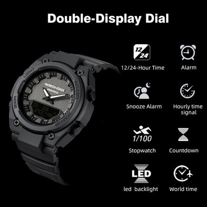 Dual-Display Analog Digital Stopwatch Countdown Luminous FORTRESS