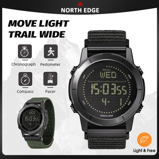 North Edge Ultralight Pedometer Compass 50M Waterproof Outdoor Watch LITECORE