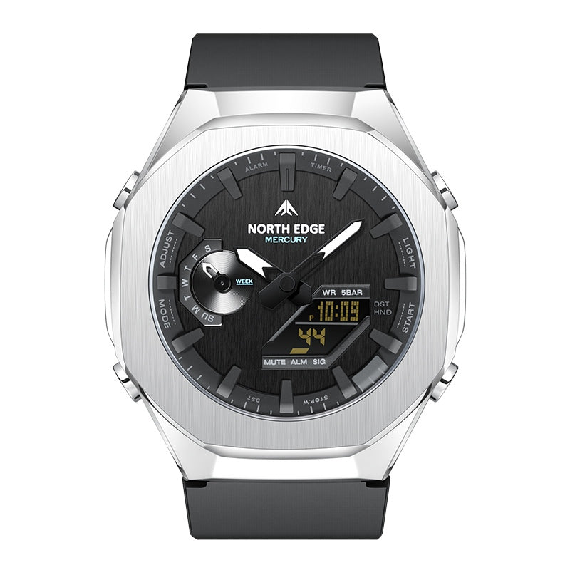 North Edge Outdoor Watch Mercury-Stopwatch Countdown World Time LED Backlight