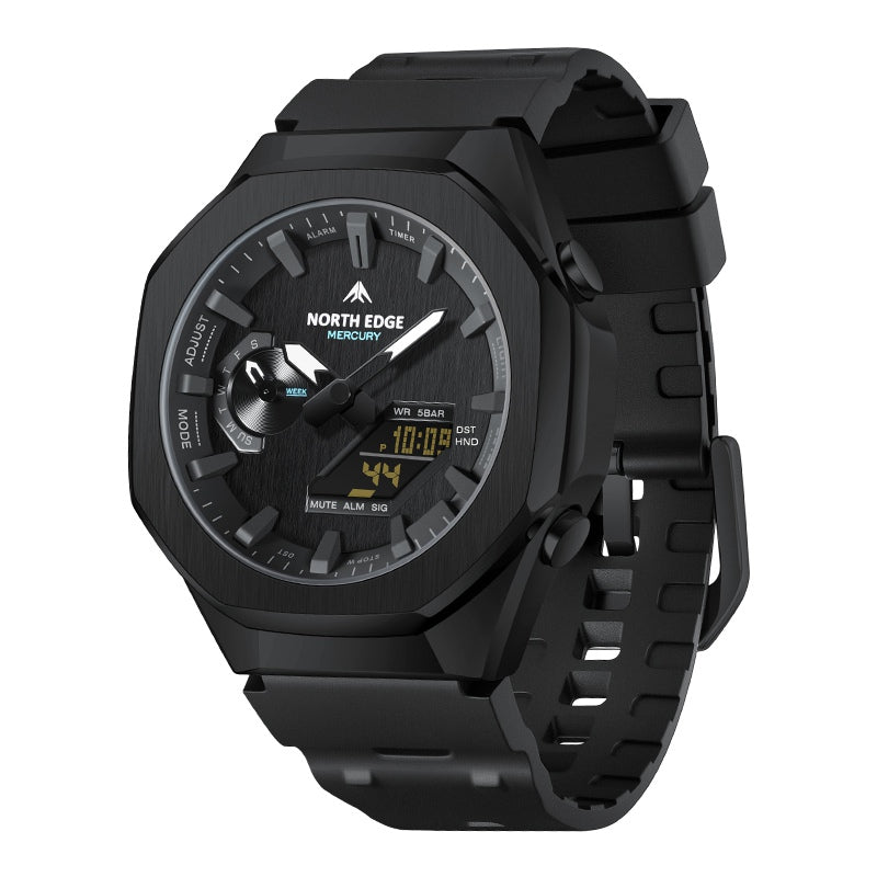 North Edge Outdoor Watch Mercury-Stopwatch Countdown World Time LED Backlight