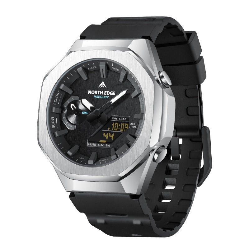 North Edge Outdoor Watch Mercury-Stopwatch Countdown World Time LED Backlight