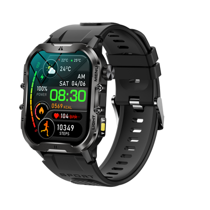 1.96 inch IP68 outdoor sport smart watch with flashlight T26