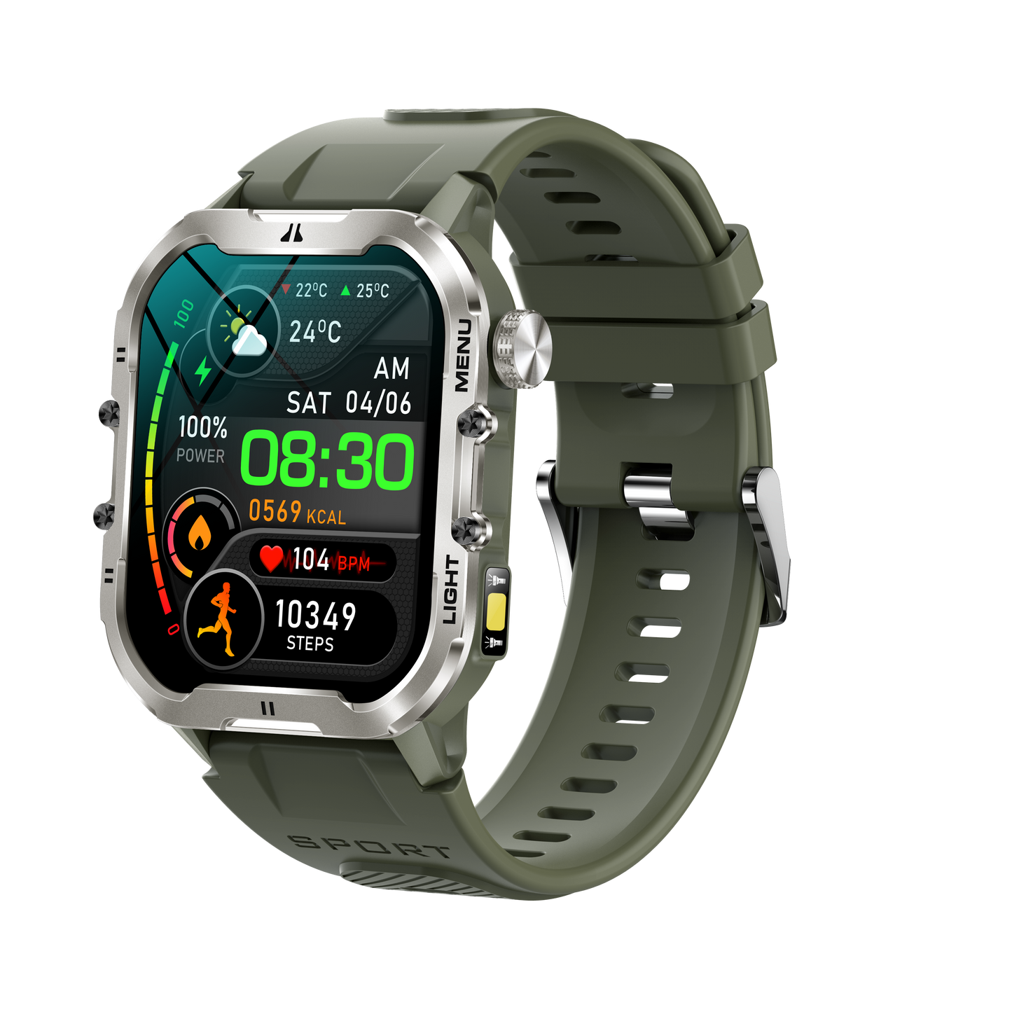 1.96 inch IP68 outdoor sport smart watch with flashlight T26