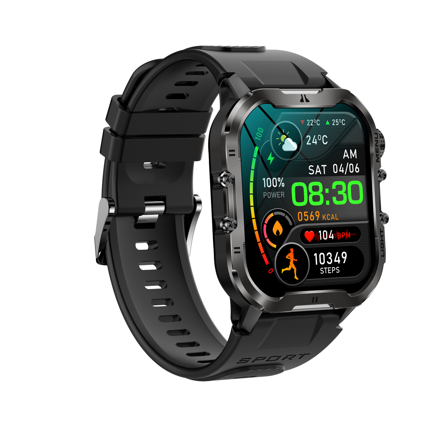 1.96 inch IP68 outdoor sport smart watch with flashlight T26