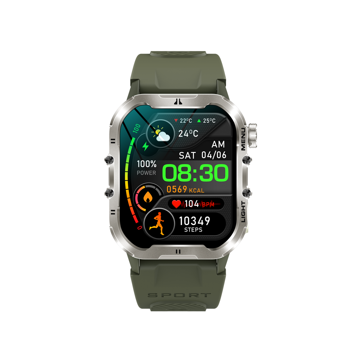 1.96 inch IP68 outdoor sport smart watch with flashlight T26