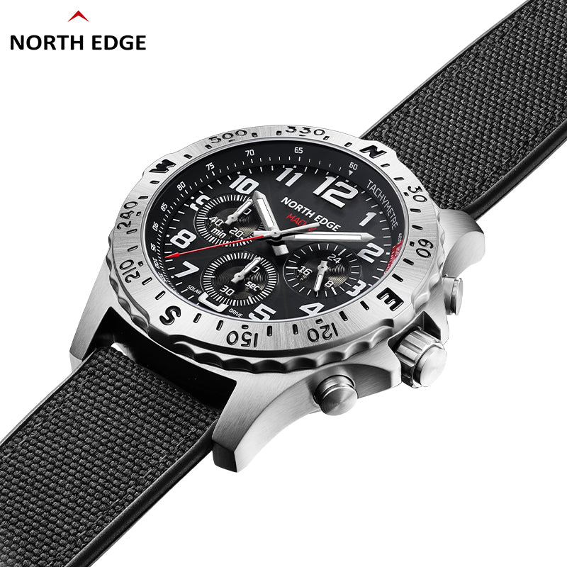 North Edge Quartz watch solar drive watch with triple chronograph MACH 2