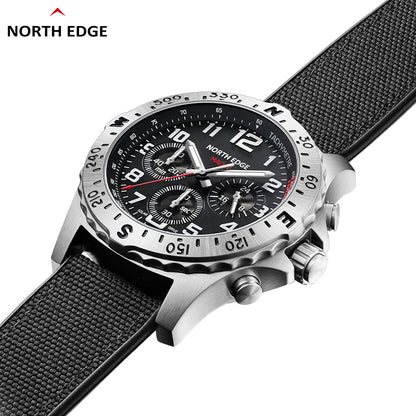 North Edge Quartz watch solar drive watch with triple chronograph MACH 2