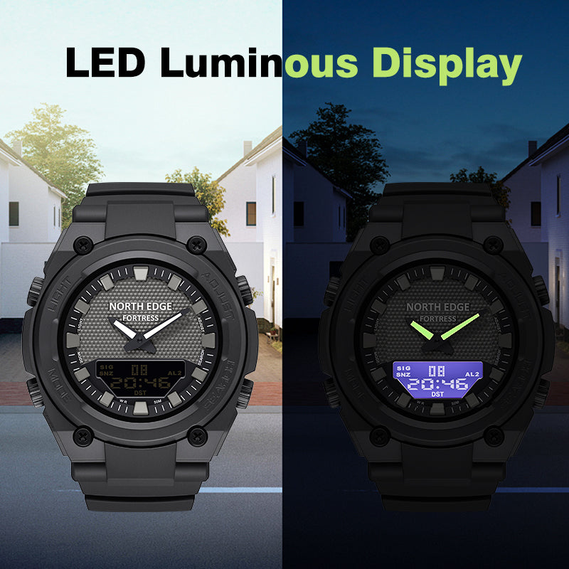 Dual-Display Analog Digital Stopwatch Countdown Luminous FORTRESS