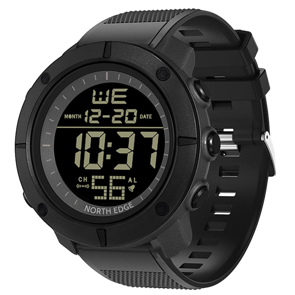 Black Round Military Digital Watch
