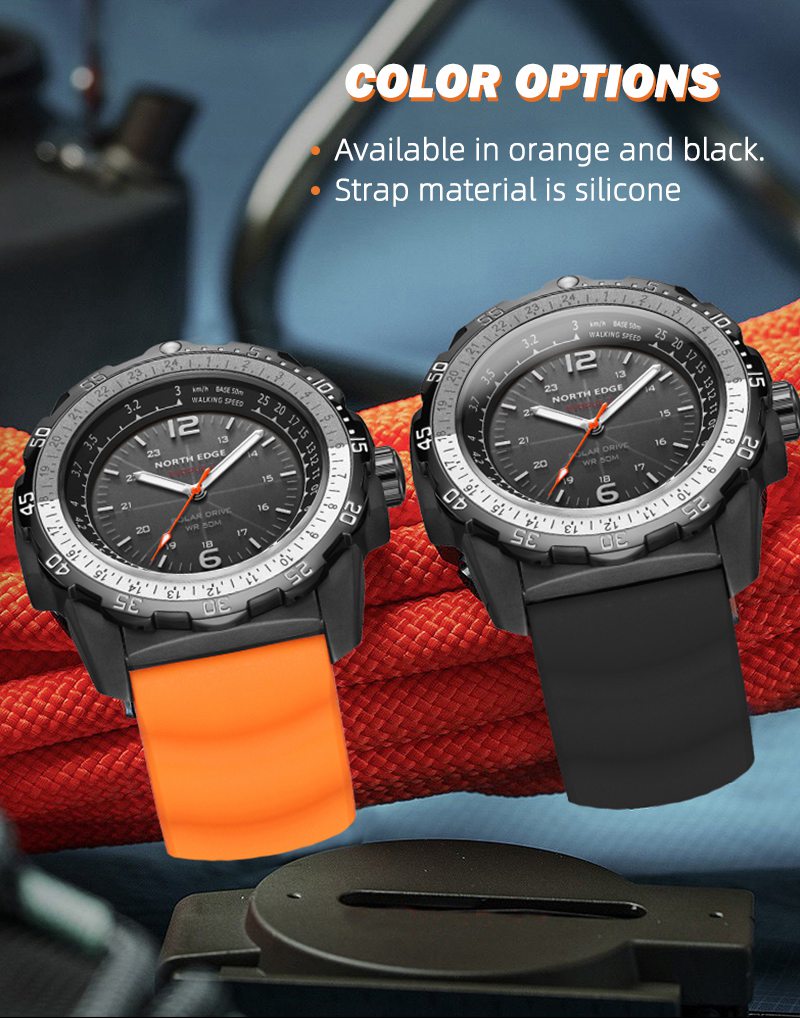 Watch with Sturdy Orange Silicone Strap 