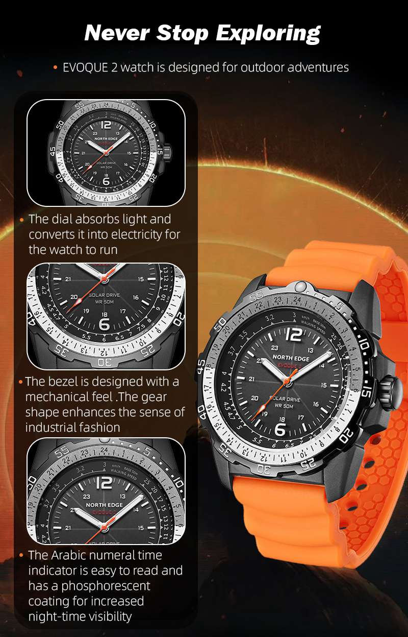 Solar Watch with Orange Strap