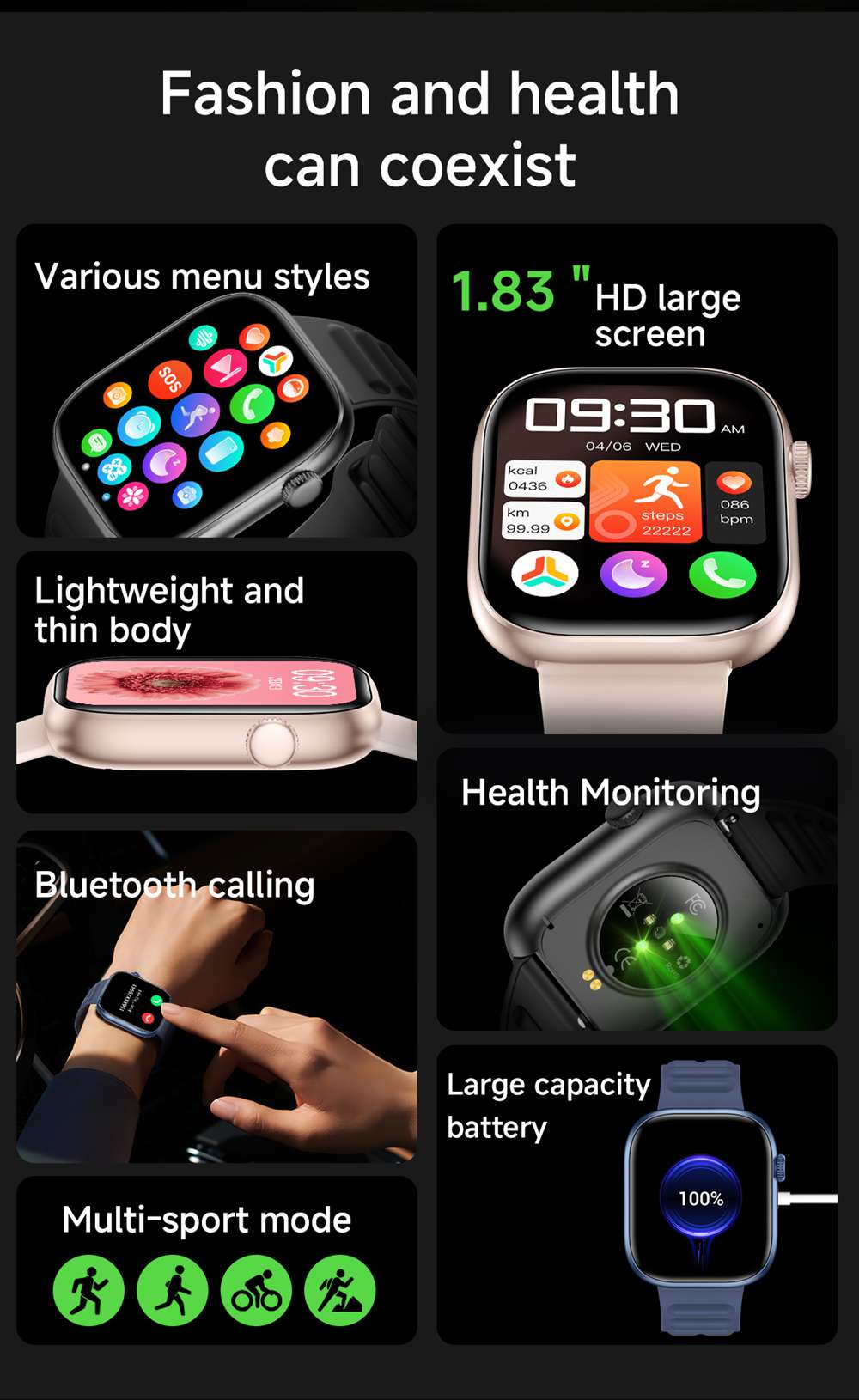 1.83 inch HD display smartwatch T7 1.83 inch HD display smartwatch T7