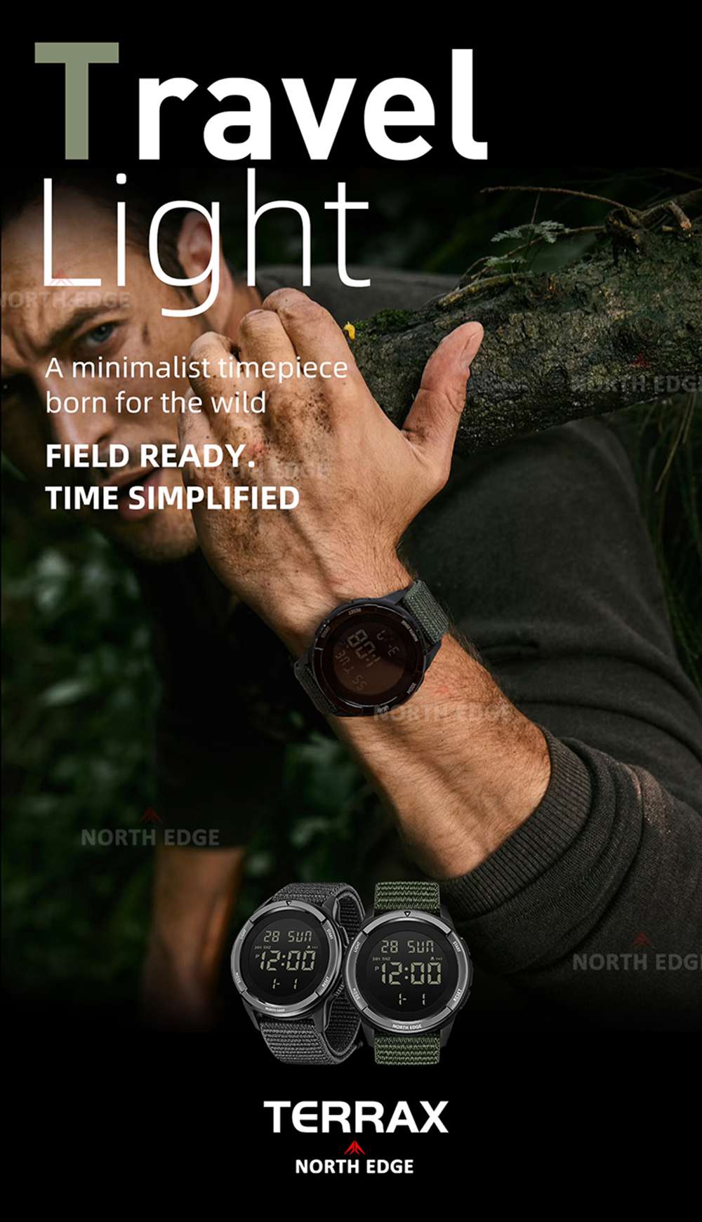 5ATM waterproof adventure timepiece