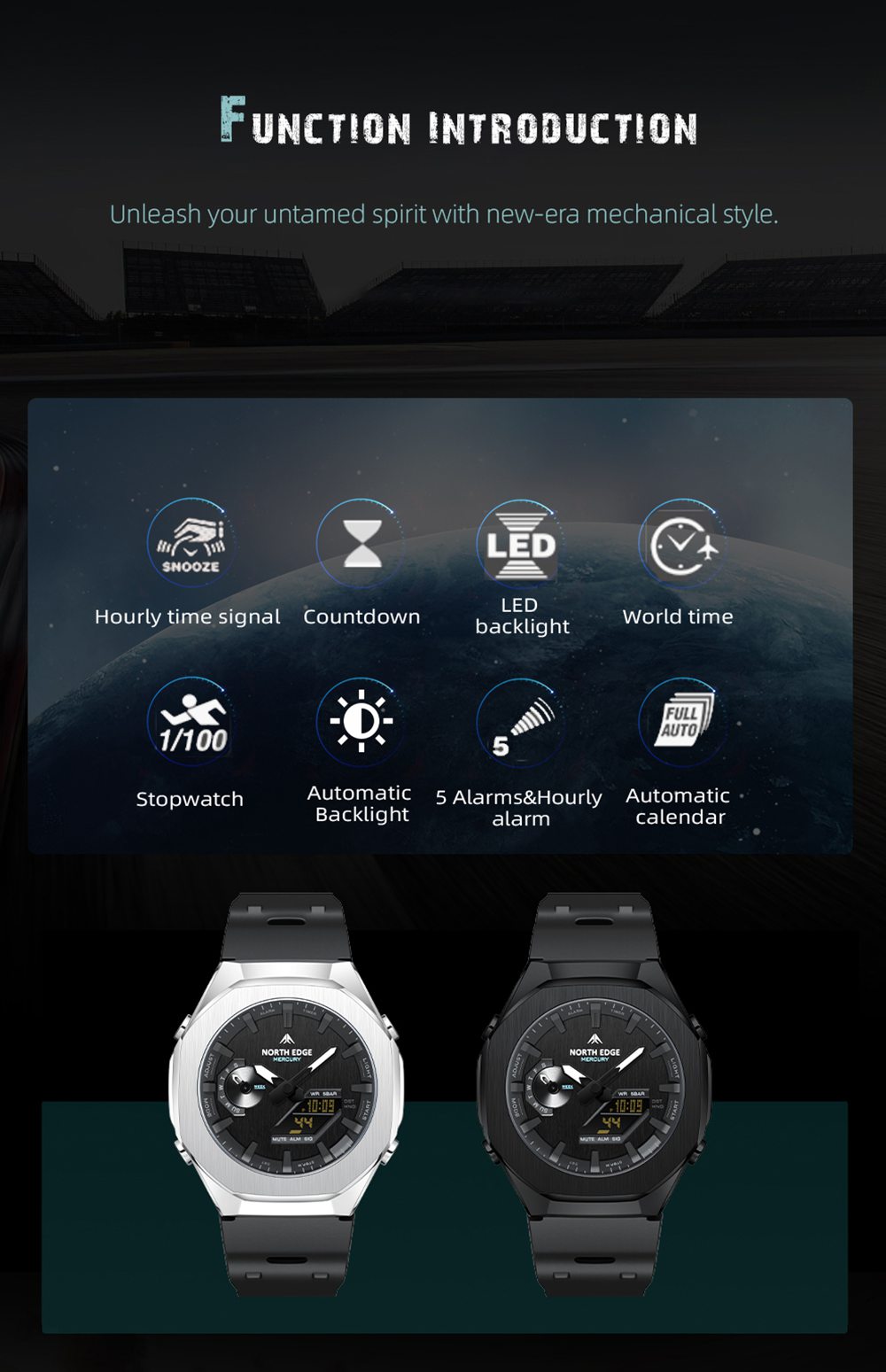 Rugged metal case adventure-ready watch