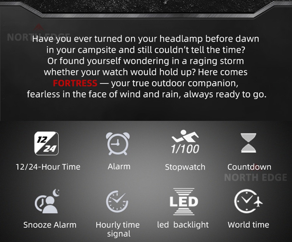 5ATM waterproof sports watch NorthEdge